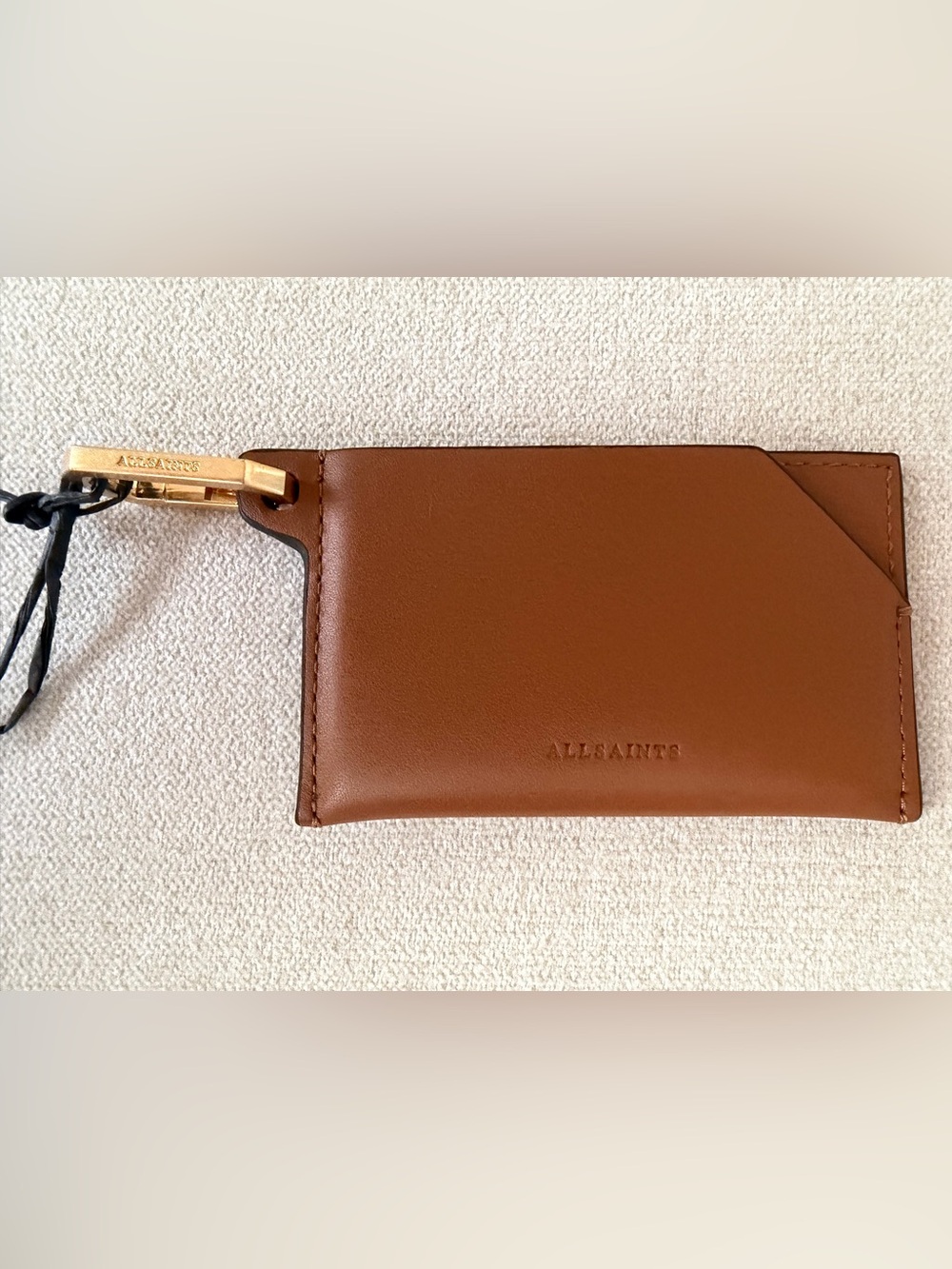 All Saints Hex Leather Card Holder - Sepia Brown - Picture 3 of 12